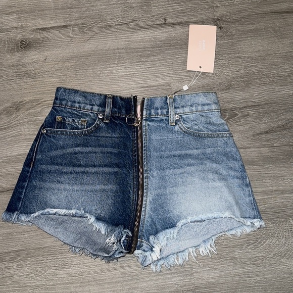 Revice Yin Yang Split Shorts Womens 25 Zip Around High Rise Distressed Jean - Picture 3 of 7